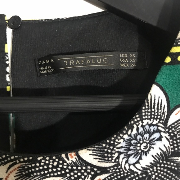 Summer Short Straight Green Flower Dress Zara XS - Picture 4 of 5